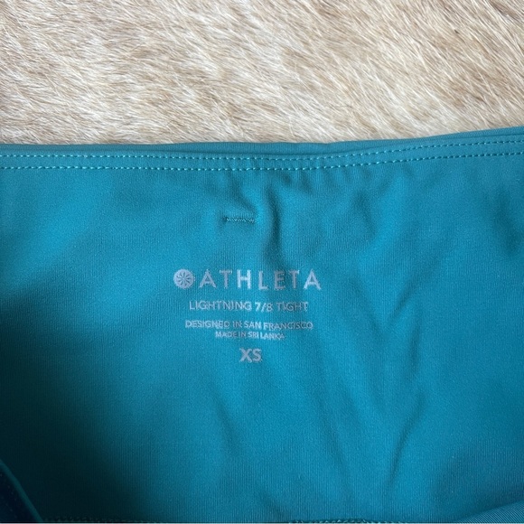 Athleta lightning 7/8 tight Billards teal leggings mesh ankle - Picture 4 of 7